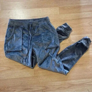 House of Harlow 1960 xs crushed velvet gray jogger pant pockets cuff leg soft